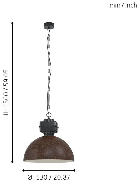 Eglo 43299 - Lustră pe lanț ROCKINGHAM 1xE27/40W/230V