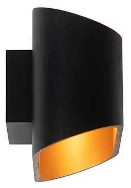 Aplică modernă neagră cu interior auriu oval - Alone