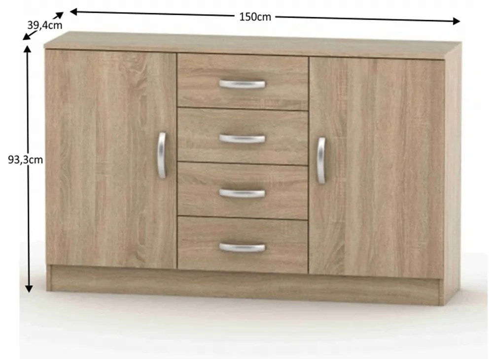 Comodă BETTY 2, stejar sonoma