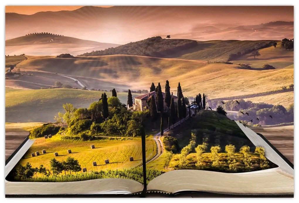 Tablou cu peisaj în carte (90x60 cm)