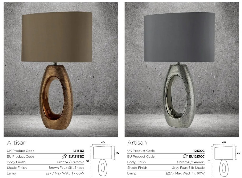 Veioza / Lampa de masa decorativa design elegant Artisan crom EU1213CC SRT