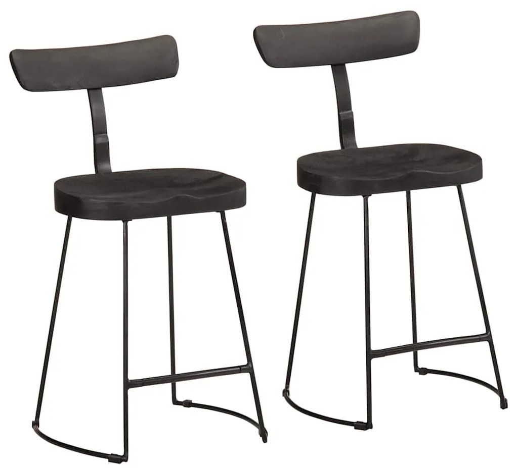 vidaXL Scaune de bar 2 buc Negru 49x43x79 cm Lemn masiv Mango