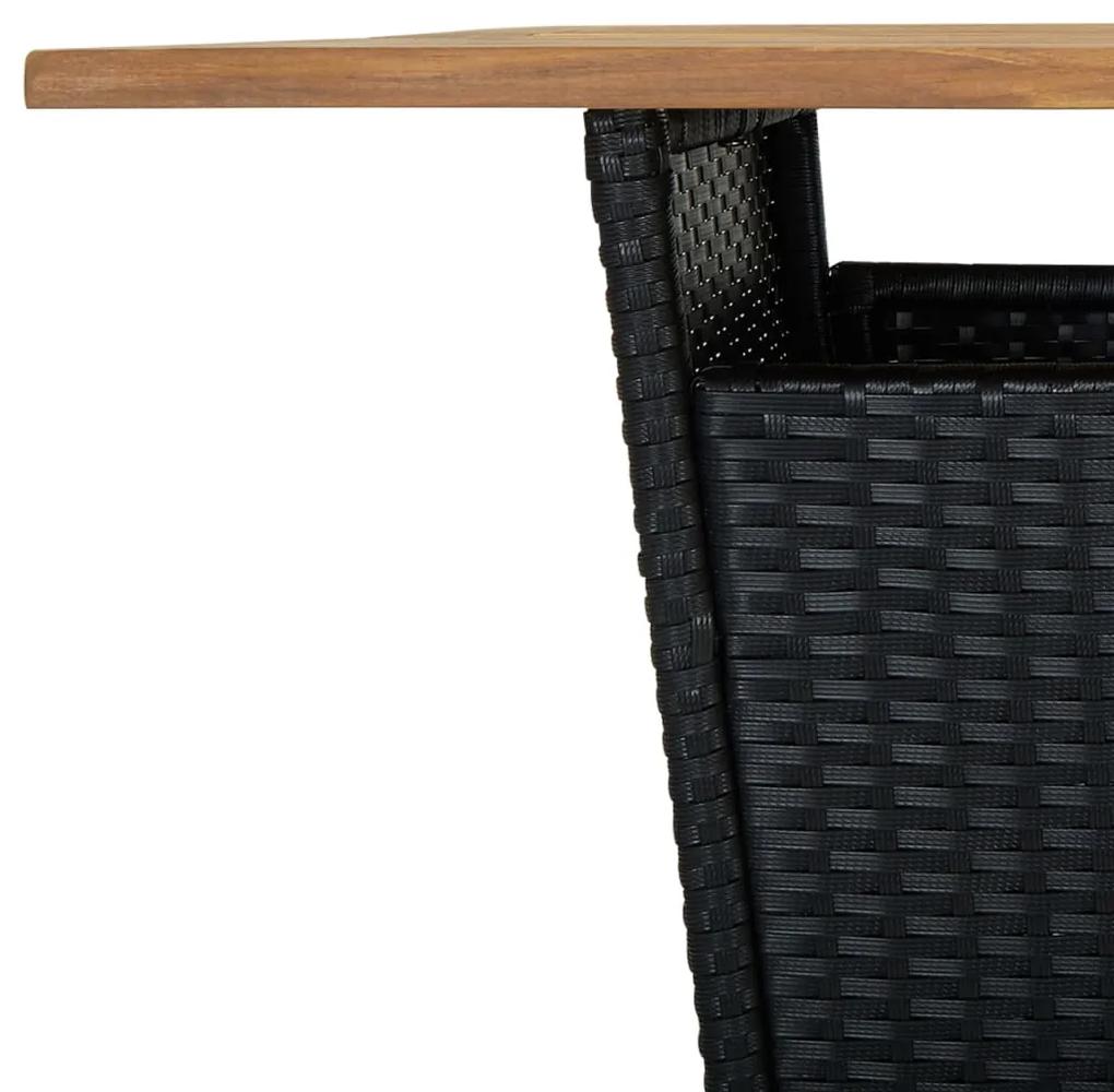 Masa de bar, negru, 80x80x110 cm, poliratan lemn masiv acacia 1, Negru, 80 x 80 x 110 cm