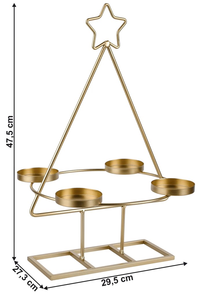 Coroană de Advent, aurie, metalică, BASIL