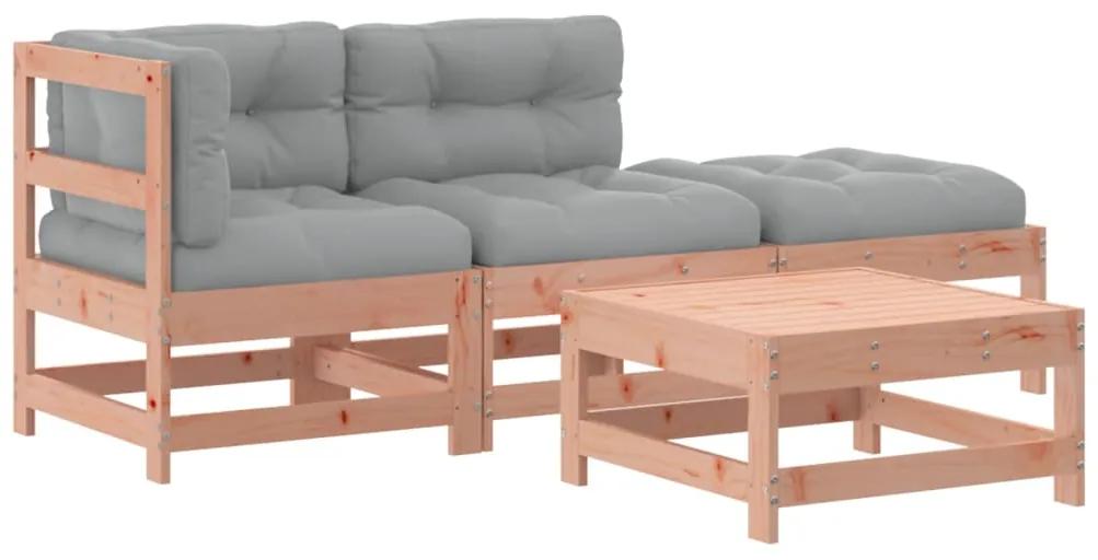 3186030 vidaXL Set mobilier de grădină cu perne, 4 piese, lemn masiv douglas