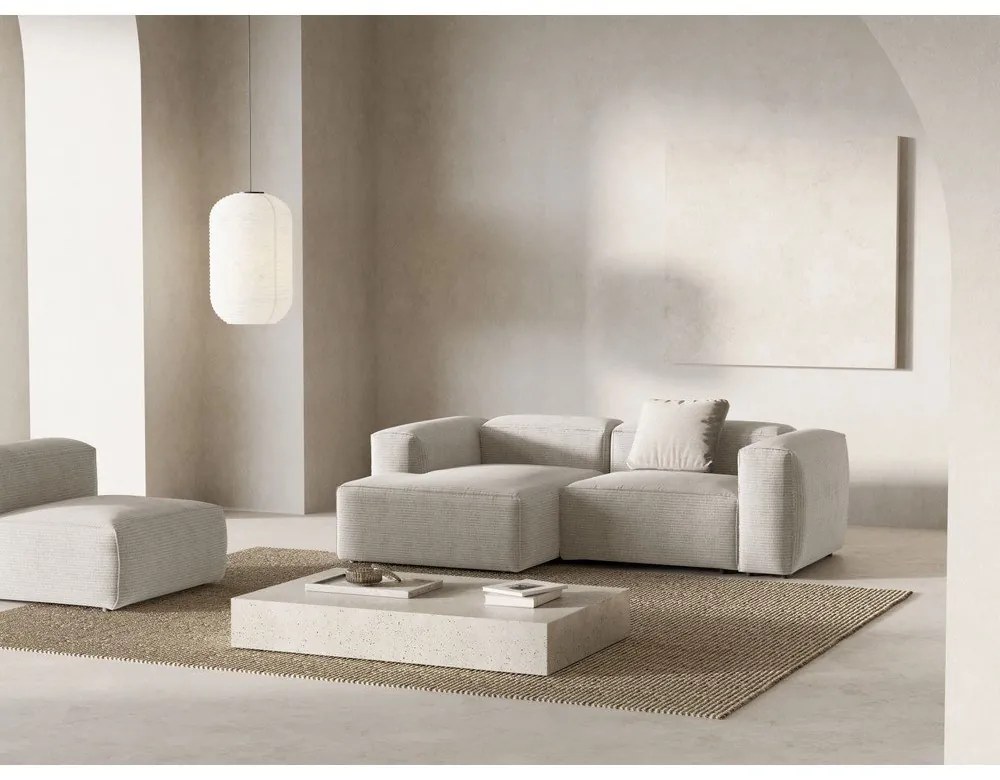 Colțar bej cu tapițerie din catifea reiată (cu colț pe partea stângă/cu șezlong) Bergamo – Cosmopolitan Design