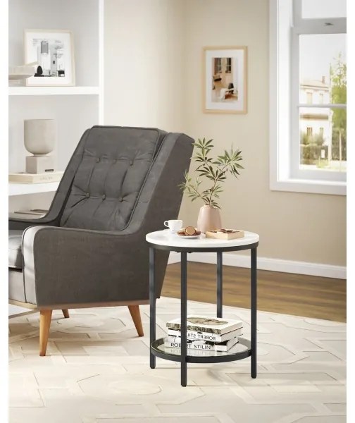 Măsuță laterală SID, neagră/albă