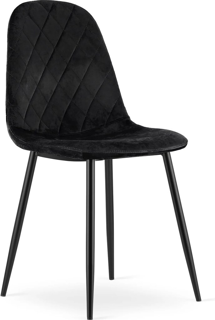 OFERTA Scaun de catifea negru ASTI cu picioare negre II. calitate