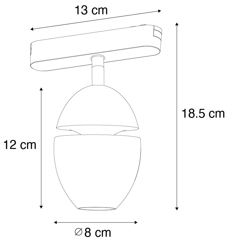 Spotlight modern negru pentru sistem de șine monofazat cu LED inclus - Magnetic Eggy