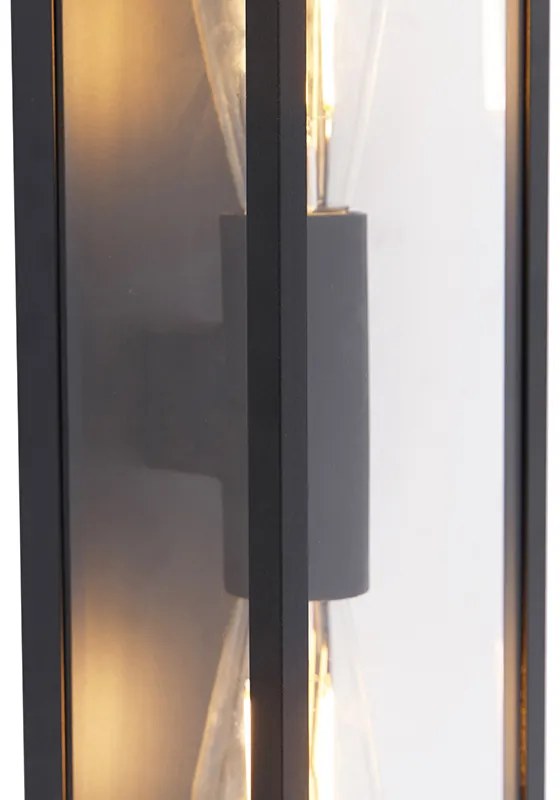 Lampă de perete inteligentă neagră 38 cm 2 lumini IP44 Incl. Wifi ST64 - Charlois