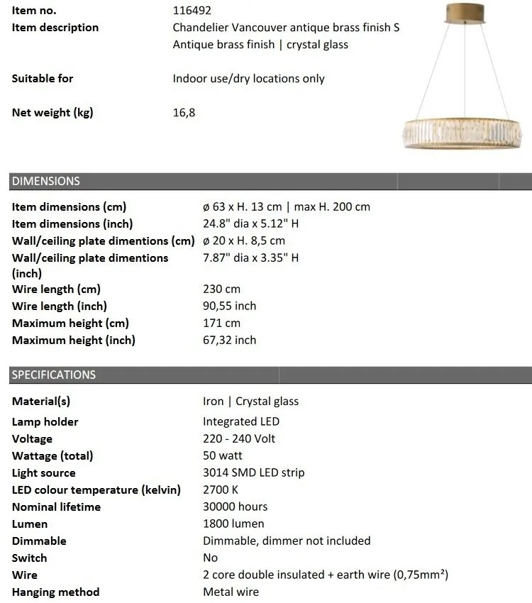 Lustra LED design LUX Vancouver S alama antic