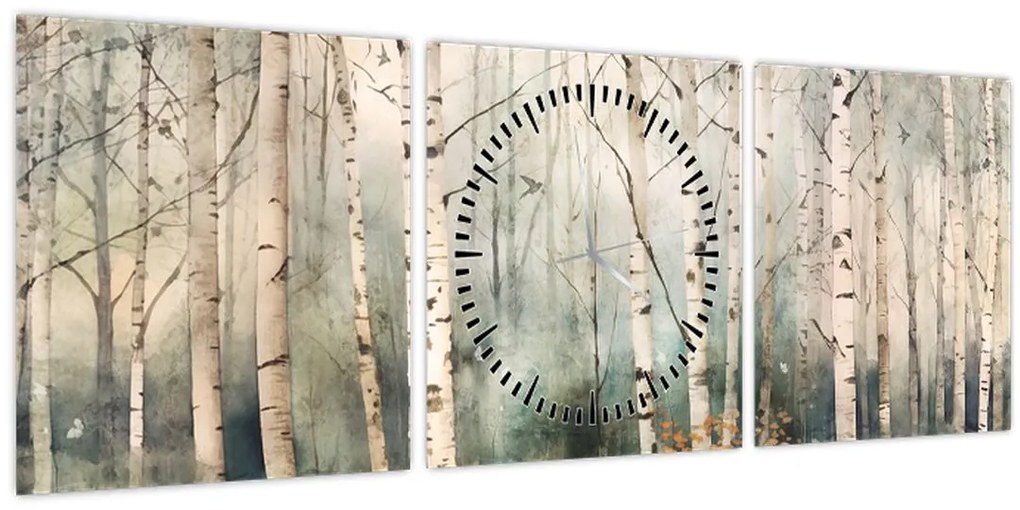 Tablou - Desenarea unui model de pădure (cu ceas) (90x30 cm)