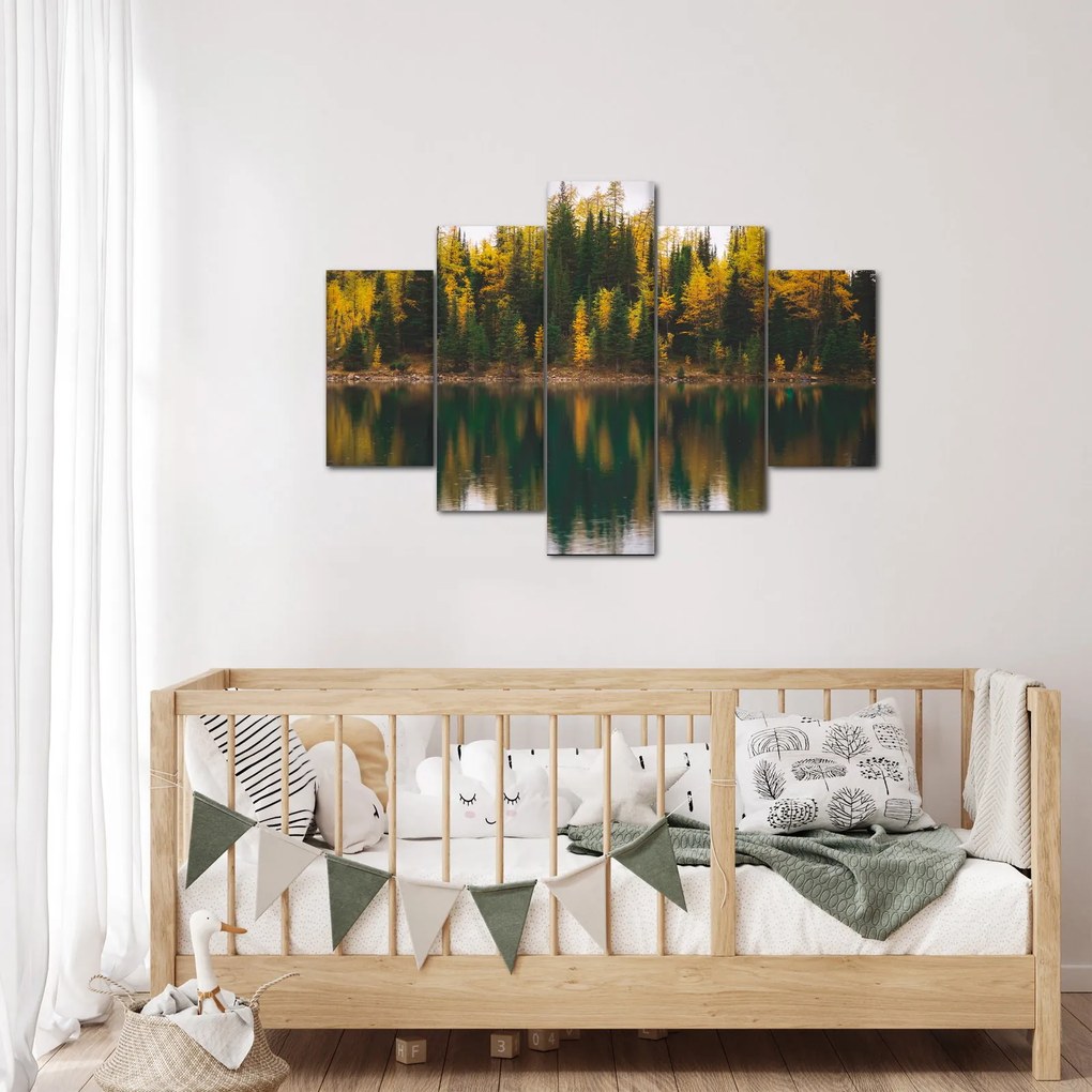 Tablou cu lac de pădure (150x105 cm)