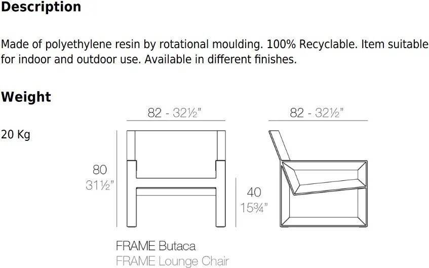 Fotoliu modern de exterior / interior design premium FRAME LOUNGE CHAIR 54088 Vondom