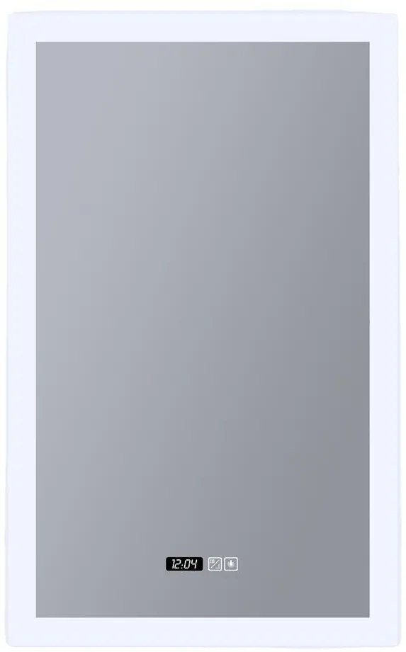 Oglinda baie cu iluminat LED, ceas digital si dezaburire Rectangle, 60x90cm