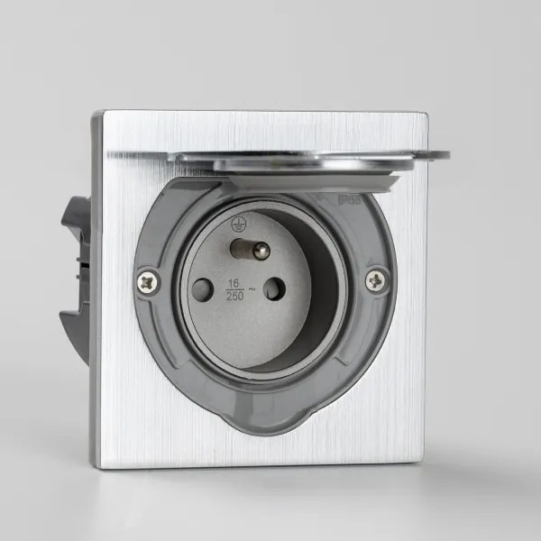 Priză încastrabilă de podea de exterior Brilagi IP55 crom mat pătrat