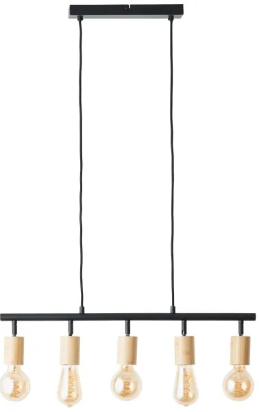 Brilliant TIFFANY - lustru suspendat pe cablu, 5x E27, 28W, 230V, negru/bambus