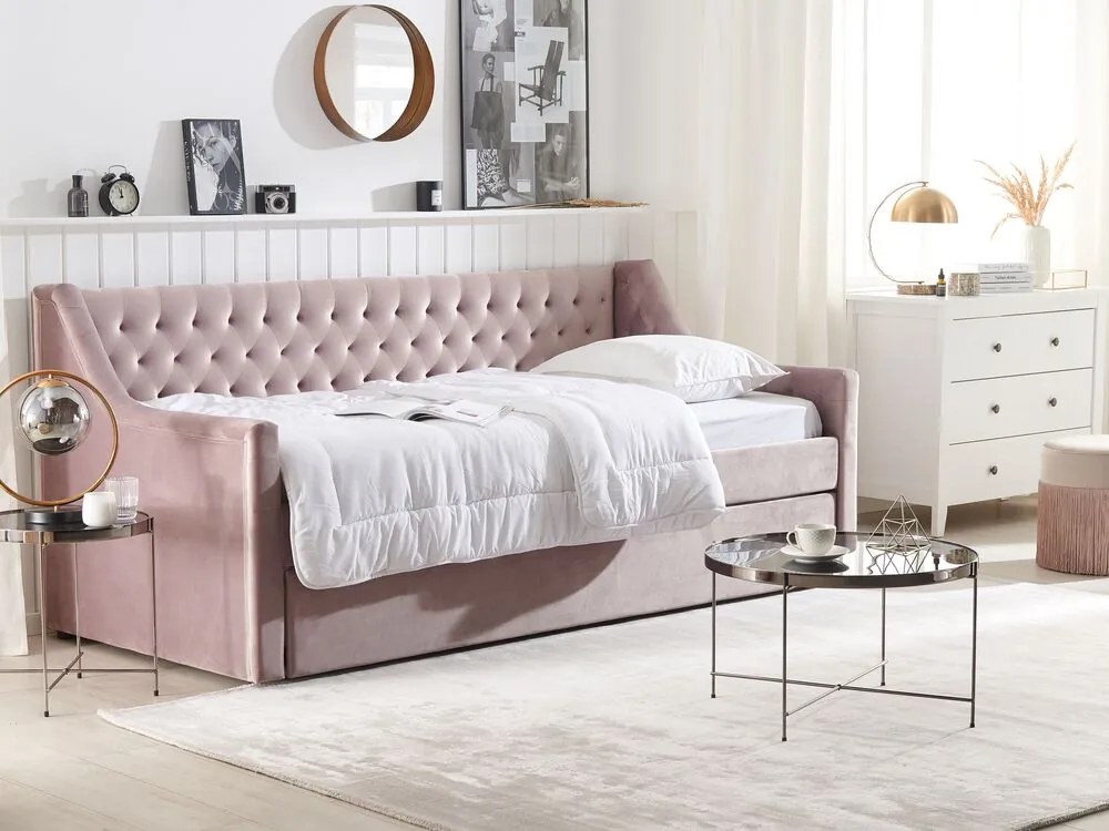 Pat extensibil 90x200 cm Maisha (roz). 1035496