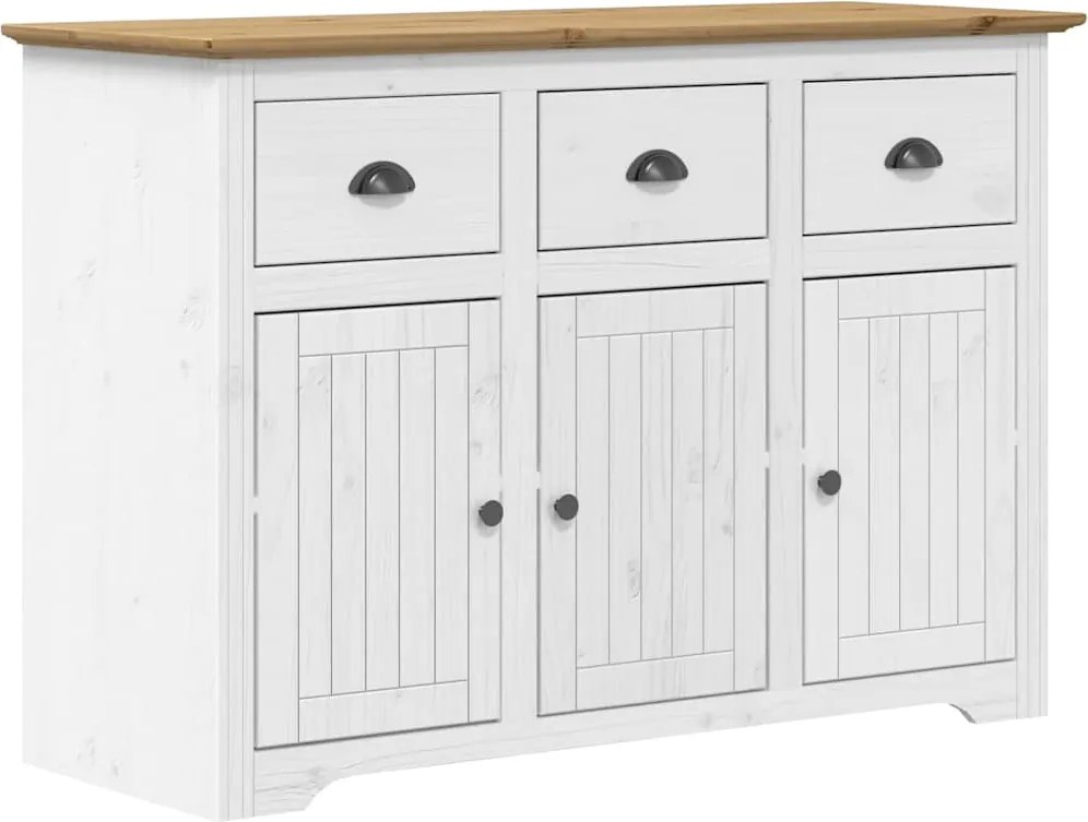 vidaXL Servantă "BODO", alb și maro, 115,5x44x80 cm, lemn masiv de pin