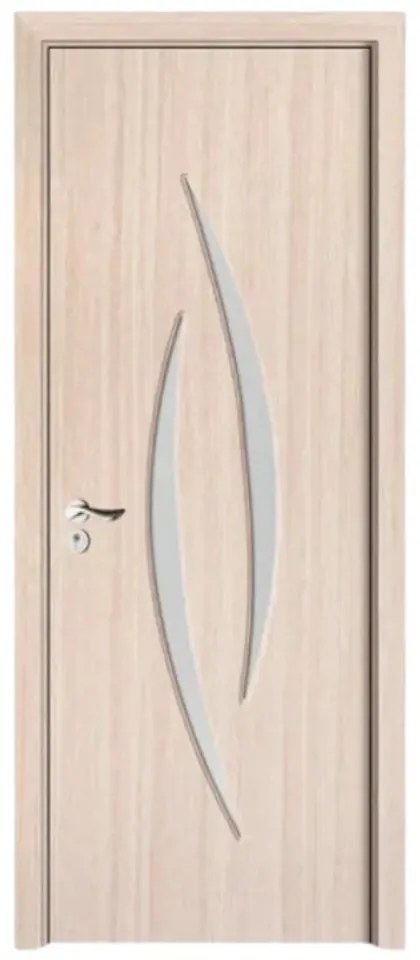 Usa Interior din MDF Novo Doors ND100, Cadru din Lemn Masiv, Geam Sablat, KIT COMPLET, Toc , Manere si balamale incluse (Culoare: Alb, Toc: Fix,