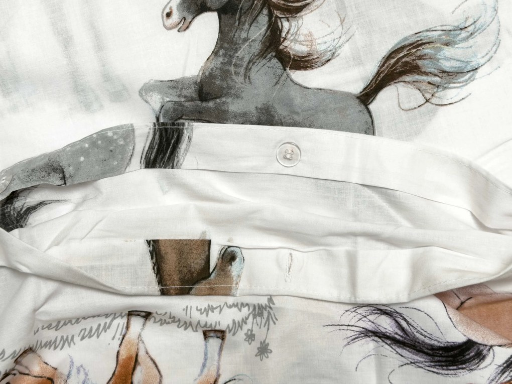 Lenjerie de pat din bumbac pentru patut HORSE DREAM alb Dimensiune lenjerie de pat: 45 x 65 cm | 90 x 135 cm