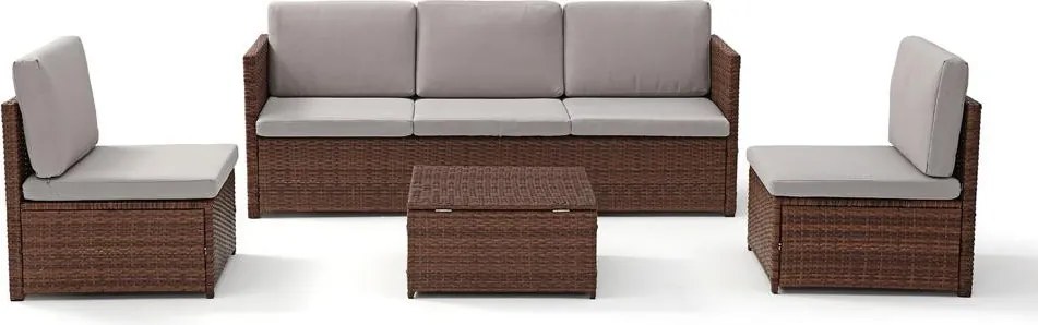 Set mobilier de grădină din ratan AVENBERG VIS maro/gri deschis