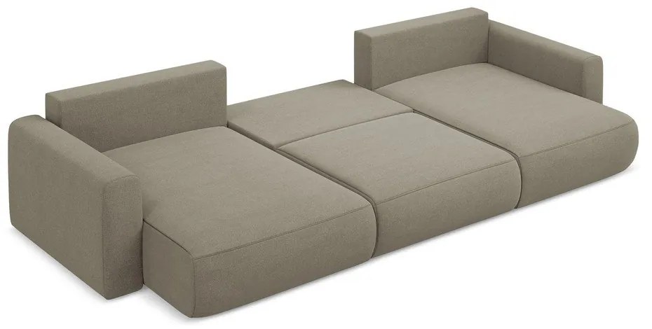 Colțar maro deschis extensibil/cu spațiu de depozitare (în formă de "U") Kapua – Makamii