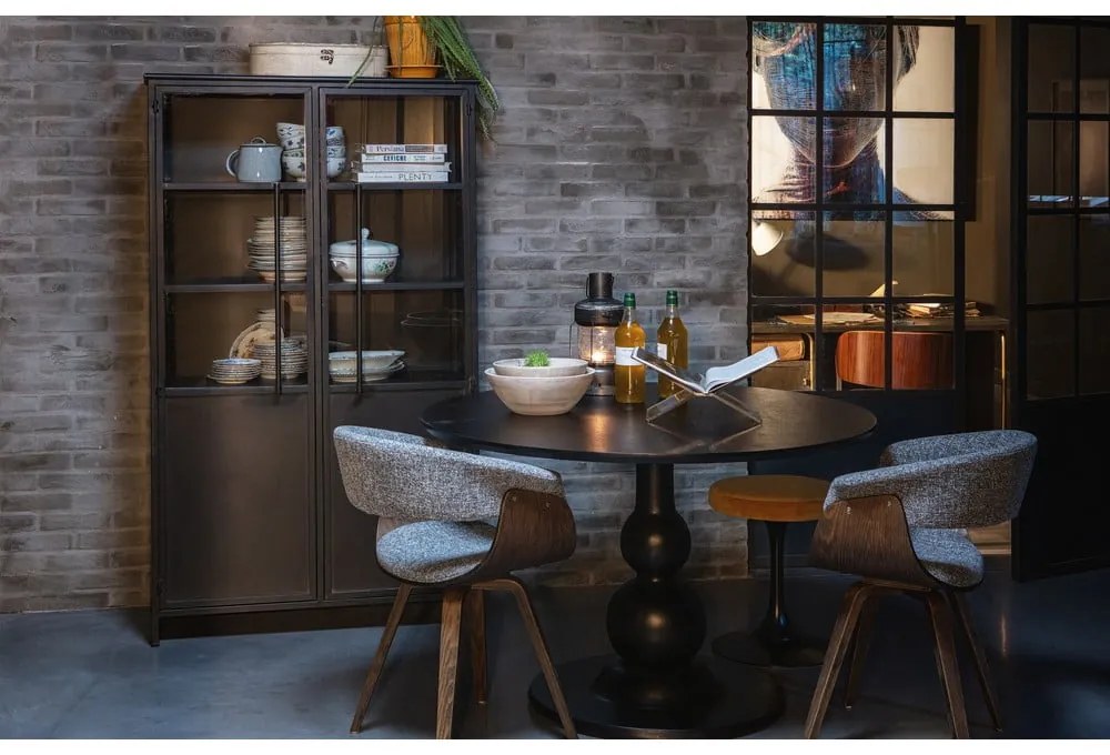 Vitrină neagră din metal 99x170x44 cm Exhibit – WOOOD