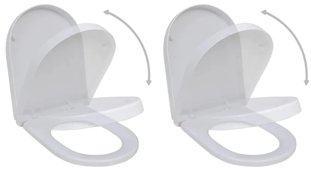vidaXL Capace WC cu închidere silențioasă, 2 buc., alb, plastic