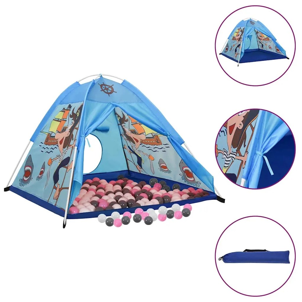 Cort de joaca pentru copii cu 250 bile, albastru, 120x120x90 cm