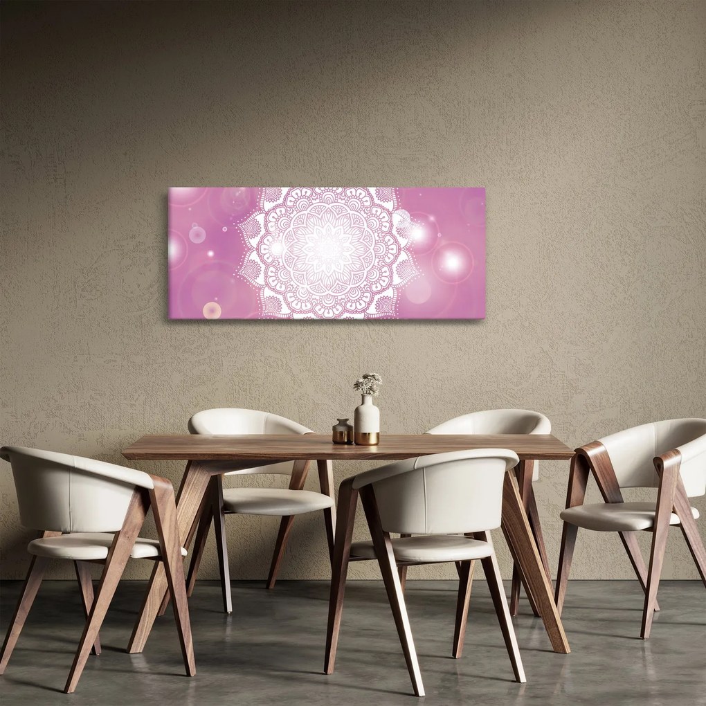 Tablou - Mandala pe fundal roz (120x50 cm)