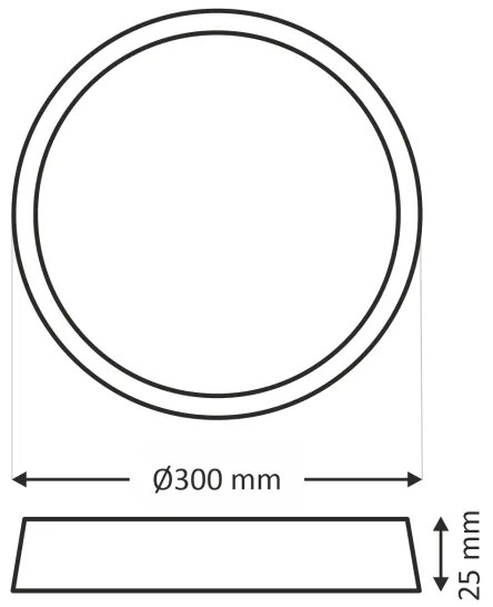 Lampă LED de tavan 24W/230V, 3000/4000/6500K, Ø 30 cm, neagră