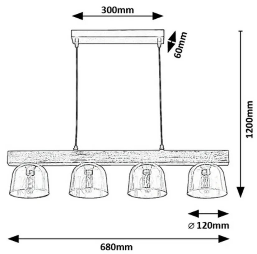 Lustră suspendată Rabalux 3120 Cardamom  cu elemente din lemn