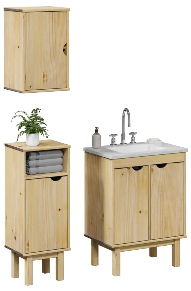 3307682 vidaXL Set mobilier baie „OTTA”, 3 piese, lemn masiv de pin