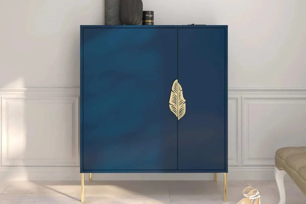 Pantofar lemn masiv Merlin Personalizabil Accesorii placate cu Aur, 100 × 35 × 120 cm - Alb
