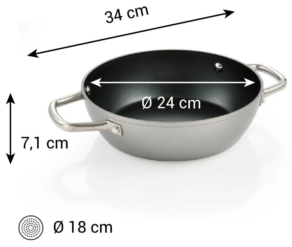 Tescoma Tigaie adâncă GrandCHEF+ diametru 24 cm, 2mânere, diam. 24 cm