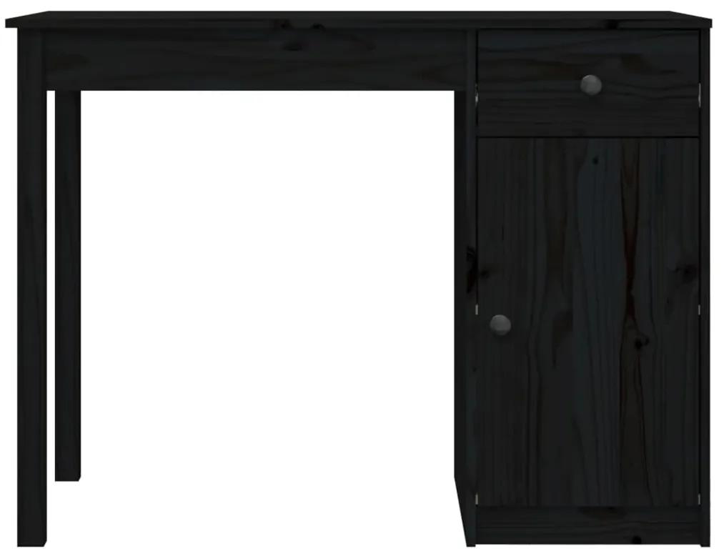Birou, negru, 100x50x75 cm, lemn masiv de pin Negru