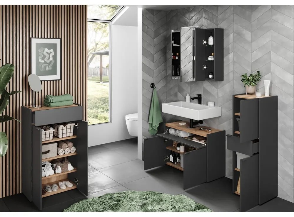 Dulap de baie gri antracit înalt 34x111 cm Forano – Germania