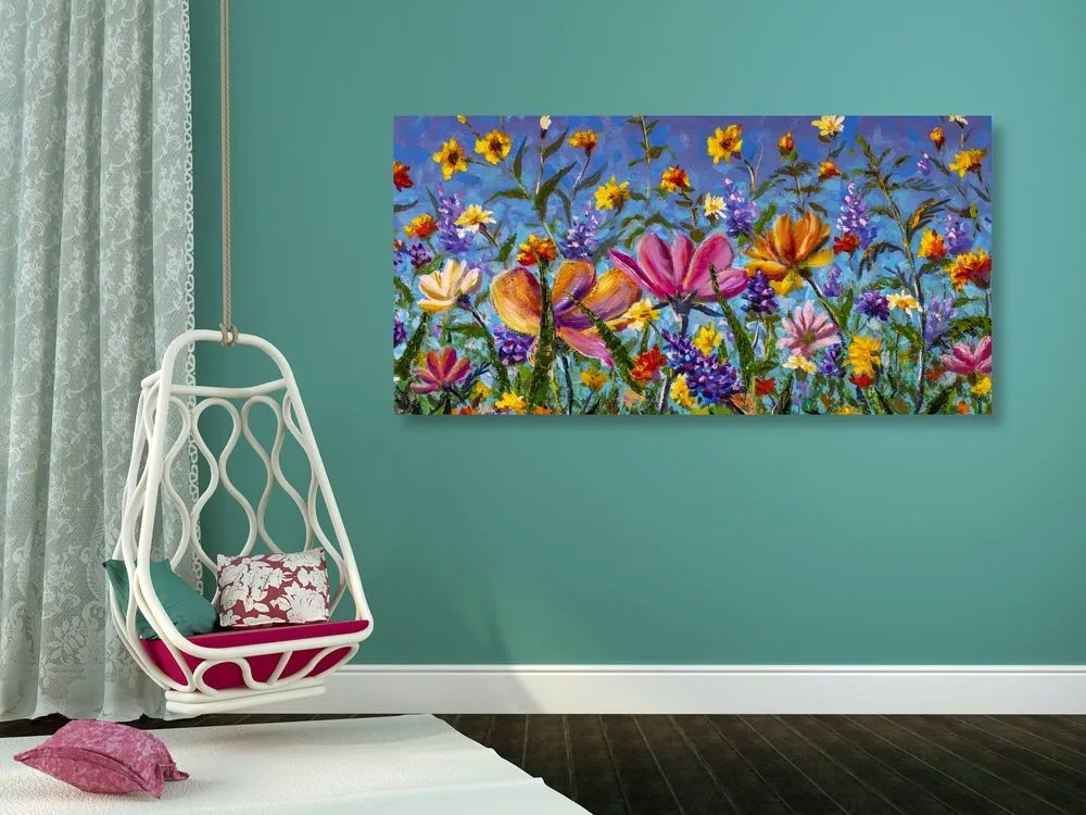 Tablou flori colorate într-o pajiște
