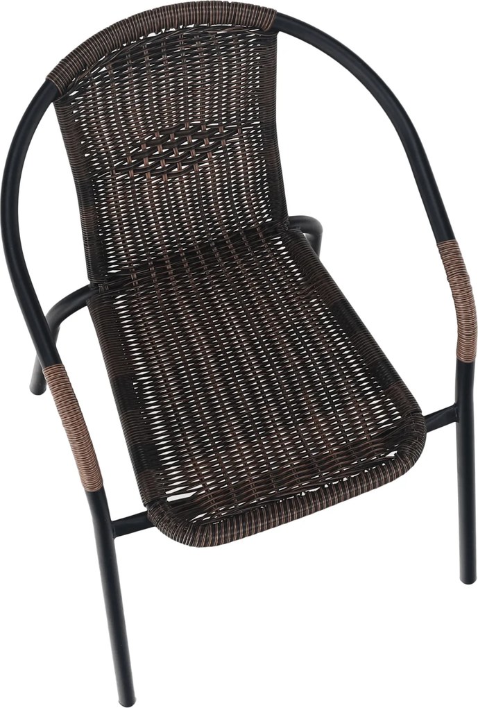 Scaun stivuibil, răchită sintetică maro/metal negru, DOREN