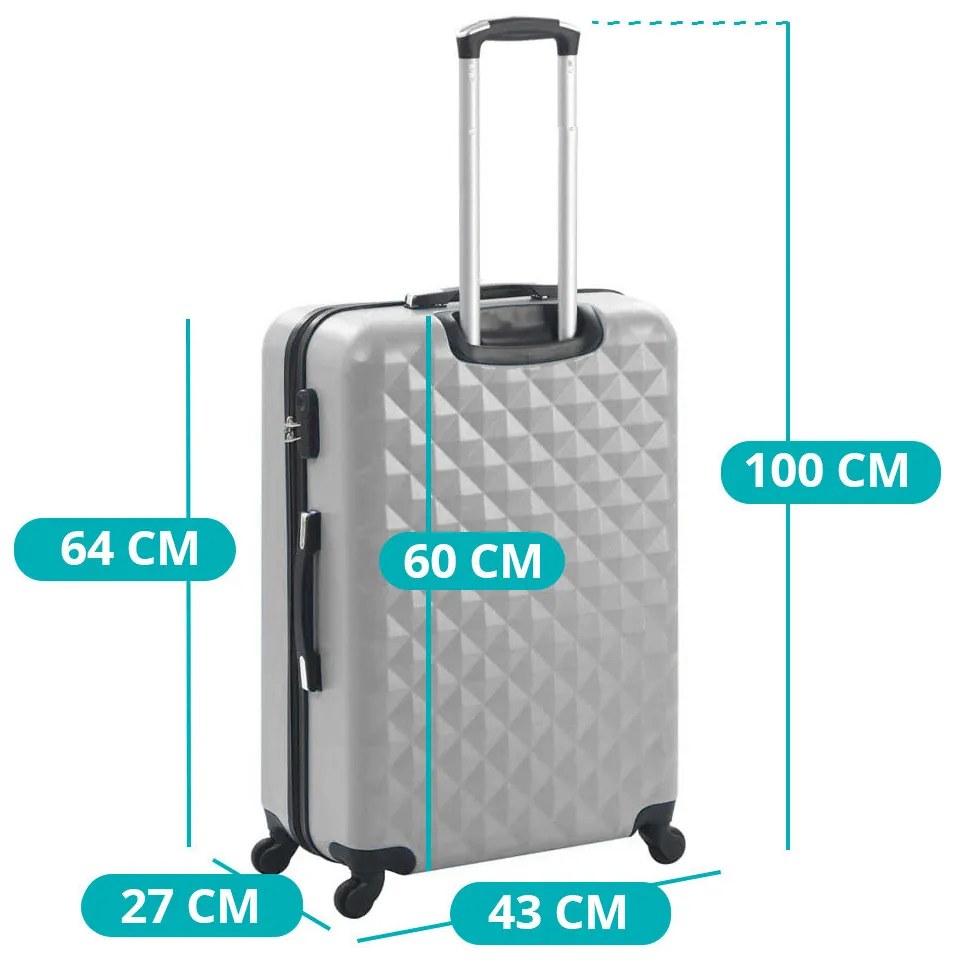 Set valiza de calatorie cu geanta cosmetica-gri