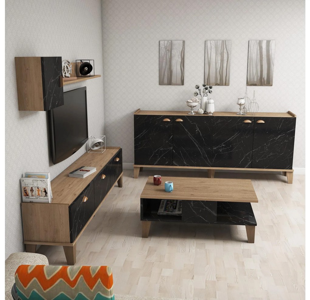 Mobilier living Sommer 2 (Stejar + marmură). 1088213