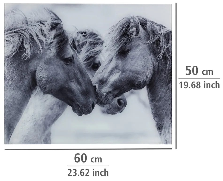 Protecție din sticlă pentru peretele de lângă aragaz Wenko Horses, 60 x 50 cm