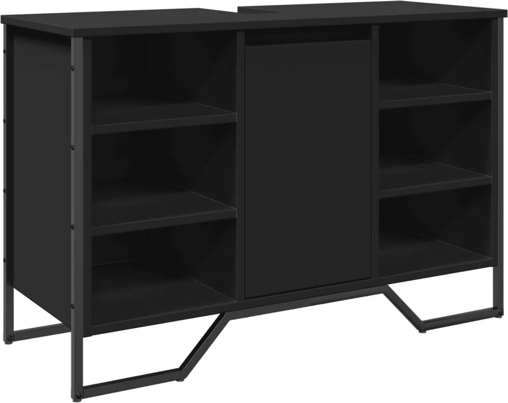 vidaXL Dulap pentru chiuvetă baie, negru, 91x35x60 cm, lemn prelucrat