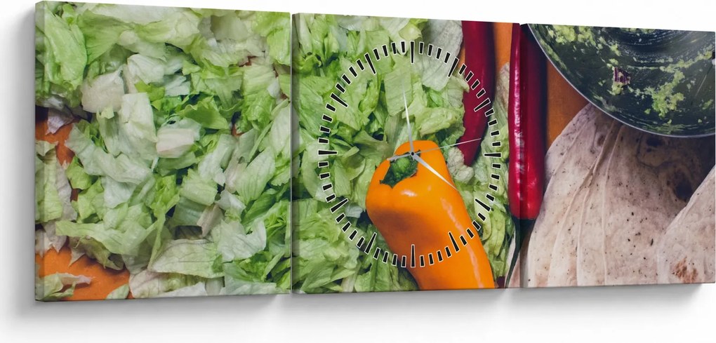 Tablou cu legume (cu ceas) (90x30 cm)