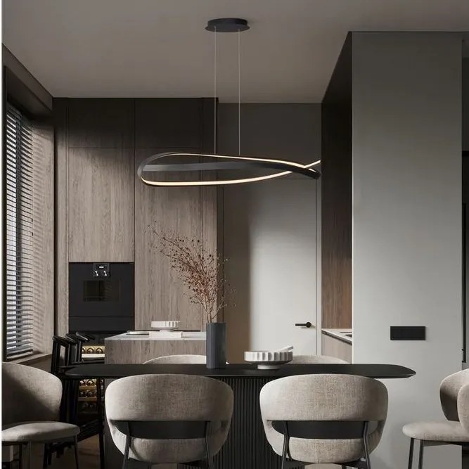 Lustra suspendata LED CCT OLIA aluminiu negru