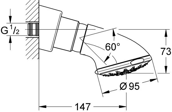 Palarie dus fix Grohe Relexa 100 Five, cu 5 jeturi