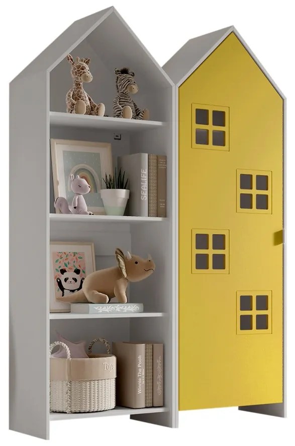 Set 2 Dulapuri pentru Copii Căsuță, Galben și Alb, (MDF) – CASAMI BRUGES – Vipack