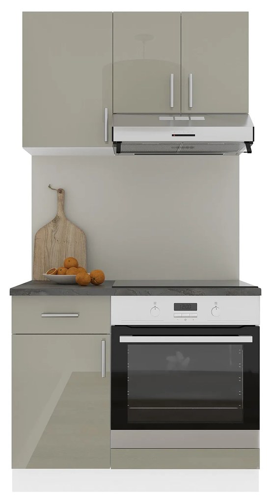 Set Bucatarie Karo V1, Gri Lucios/Alb, MDF, Blat Thermo 28 mm, L 100 cm
