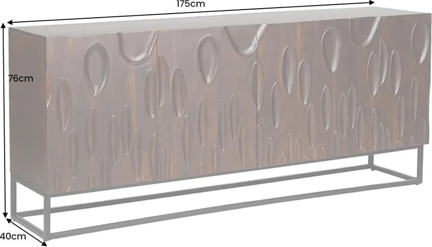 Comoda cu model 3D, Lemn Salcam, Maro, DUNE 175cm